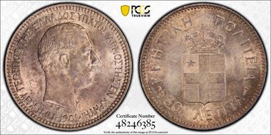 1901 50 Lep KM-6  Ag MS64