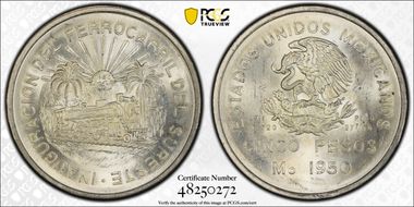 1947-Mo Peso KM-456  Ag MS65