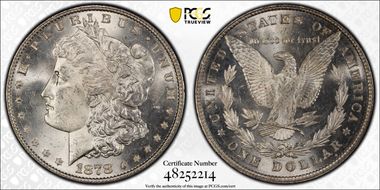 1878 8TF $1 VAM 20 Doubled Date MS65