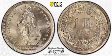 1945 B 1 Fr KM-24 Ag MS66