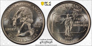 1999-D 25C Pennsylvania MS64