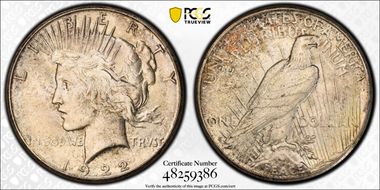 1922-S $1 VAM 3 Tripled Reverse MS65