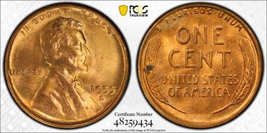 1955-S 1C MS64RD