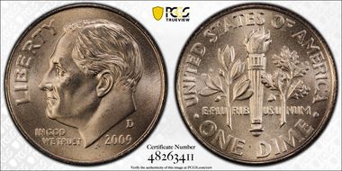 2009-D 10C Satin Finish SP69FB