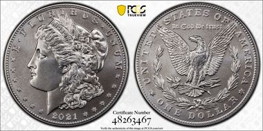 2021-D $1 Morgan Dollar 100th Anniversary First Strike MS70