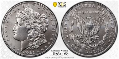 2021-D $1 Morgan Dollar 100th Anniversary First Strike MS70