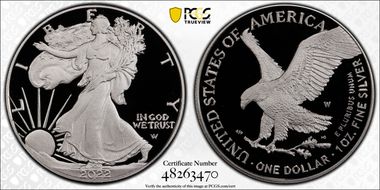 2022-W  $1 Silver Eagle First Strike PR70DCAM