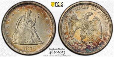 1875-S 20C MPD FS-301 AU58