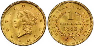 1853 G$1 MS65