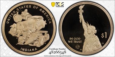2023-S $1 American Innovation IN Auto Industry First Strike PR69DCAM
