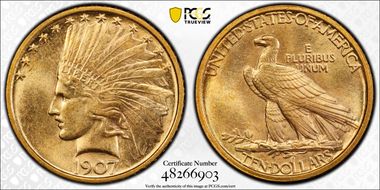 1907 $10 Indian MS63