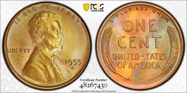 1955-S 1C MS64BN