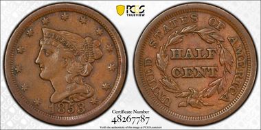 1853 1/2C VF30BN