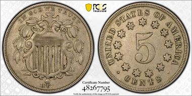 1867 5C No Rays XF40