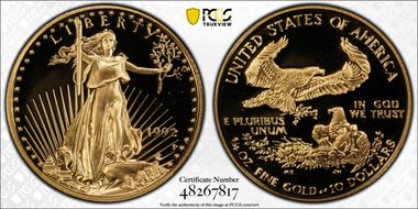 1992-P $10 Gold Eagle PR70DCAM