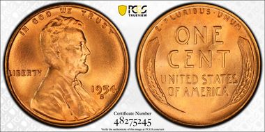 1954-S 1C MS68RD