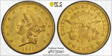 1851 $20 AU53