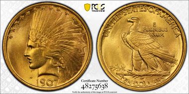 1907 $10 Indian MS62