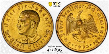 1933 Medal C-30 22mm Au Edge GOLD 18 KAR SP55