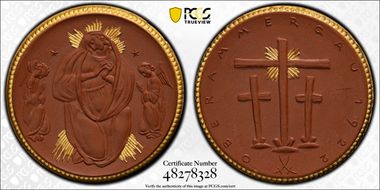 1922 Medal Scheuch-836d Meissen Brown Porcelain MS65