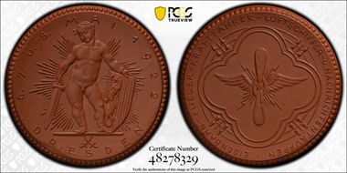 1922 Medal Scheuch-720a Dresden Brown Porcelain MS66