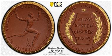 nd(1921) Medal Scheuch-354d Berlin Brown Porcelain MS65