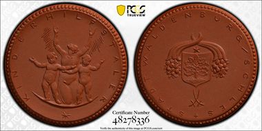 nd(1922) Medal Scheuch-494a Waldenburg Brown Porcelain MS66