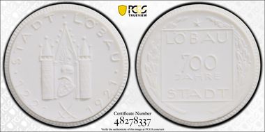 1921 Medal Scheuch-1829n Lobau White Porcelain MS66