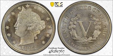 1883 5C No CENTS MS65