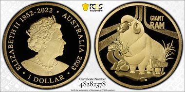 2023 $1 The Giant Ram Aussie Big Things PR70DCAM