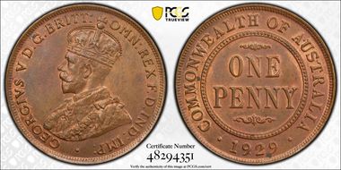 1929 (m) 1D Indian obverse MS64RB
