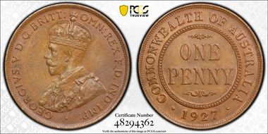 1927 (m) 1D English obverse MS63BN