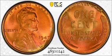1947-D 1C MS68RD