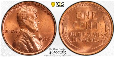 1955 1C Doubled Die Obverse MS64+ RD