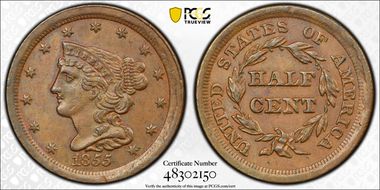 1855 1/2C AU55BN