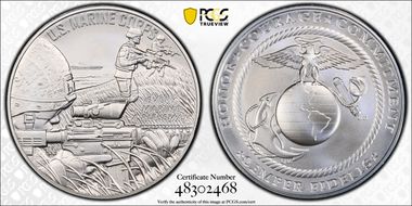 (2023) Medal U.S. Marine Corps Matte 1 oz Ag First Strike MS70