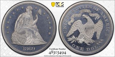 1869 $1 J-764 PR66CAM