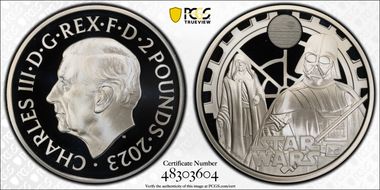 2023 £2 Darth Vader & Emperor Palpatine Star Wars PR69DCAM