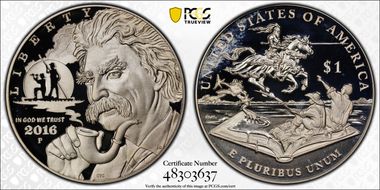 2016-P $1 Mark Twain PR68DCAM
