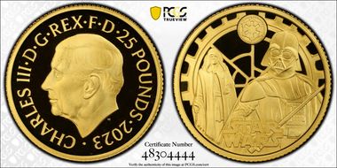 2023 £25 Darth Vader and Emperor Star Wars PR69DCAM