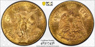 1931/0 50 Peso KM-481 Au MS64