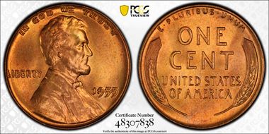 1955 1C Doubled Die Obverse MS64+ RD