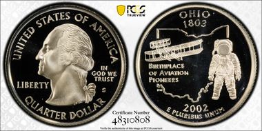 2002-S 25C Ohio Silver PR70DCAM