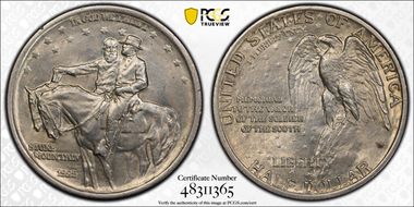 1925 50C Stone Mountain AU58