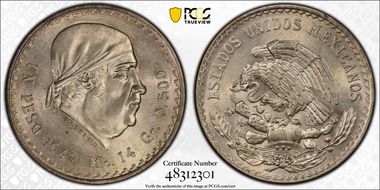 1947-Mo Peso KM-456  Ag MS66