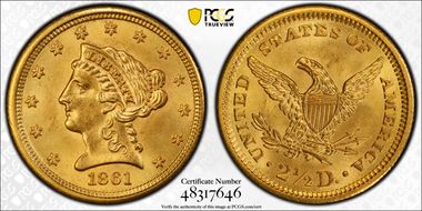 1861 $2.50 New Reverse MS64