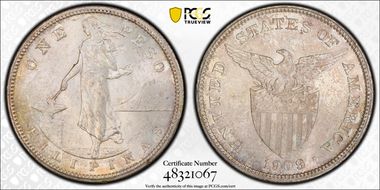 1909-S Peso KM-172  Ag MS63