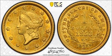 1853-O G$1 AU58