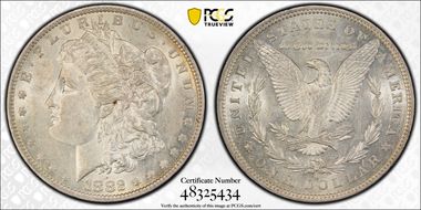 1882-O/S $1 VAM 4, O/S Recessed AU55