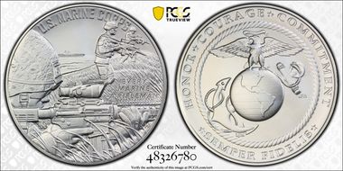 (2023) Medal U.S. Marine Corps Matte 1 oz Ag First Strike MS70